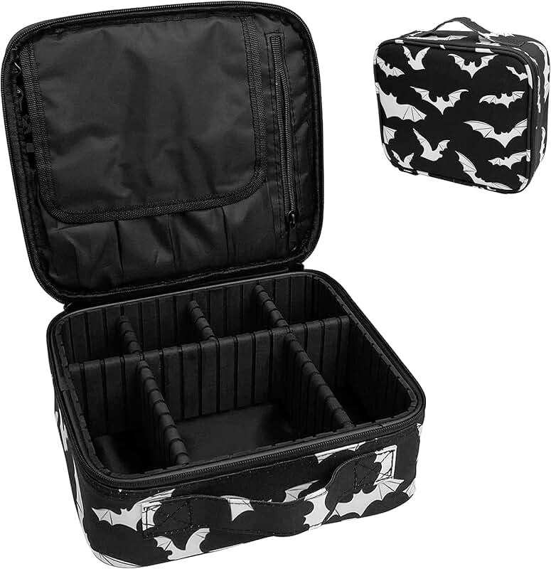 Large Goth Makeup Organizer Bag with Adjustable Dividers
