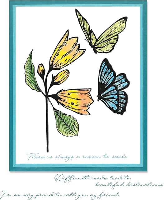 A5 Clear Stamps and Stencil Set with Floral Design