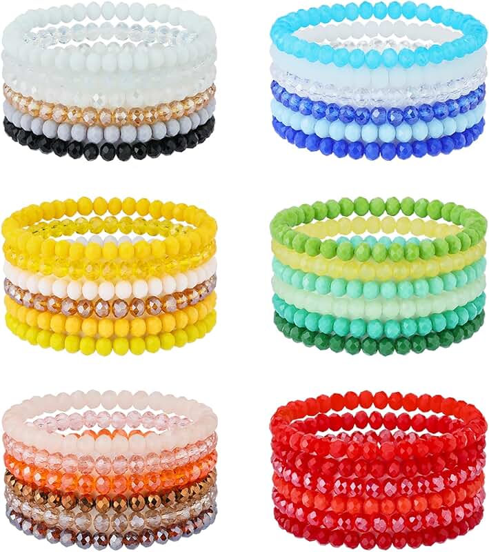 Colorful Glass Beaded Bracelet Set for Women