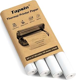 Thermal Printer Paper, 8.5 x 11 Inch, 100 Sheets