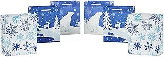 Six 6-inch Christmas gift bags with holiday designs