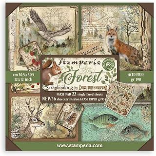 Forest-themed 12x12 paper pad with 22 sheets