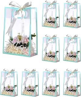 12 Clear Plastic Gift Bags with Handles, 7x10x3.15 Inch