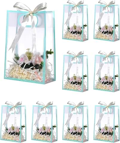 12 Clear Plastic Gift Bags with Handles, 7x10x3.15 Inch