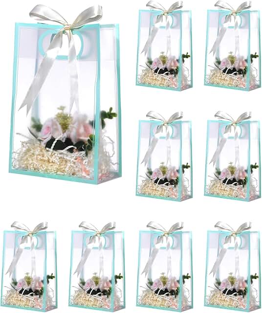 12 Clear Plastic Gift Bags with Handles, 7x10x3.15 Inch