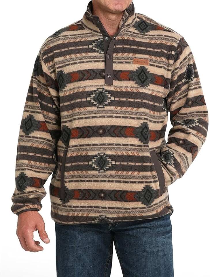 Men's Brown Aztec Fleece Pullover