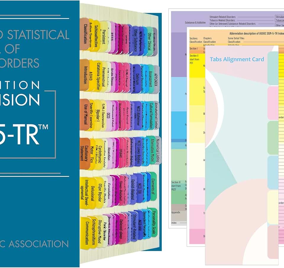 DSM-5-TR Index Tabs with Stickers and Cards