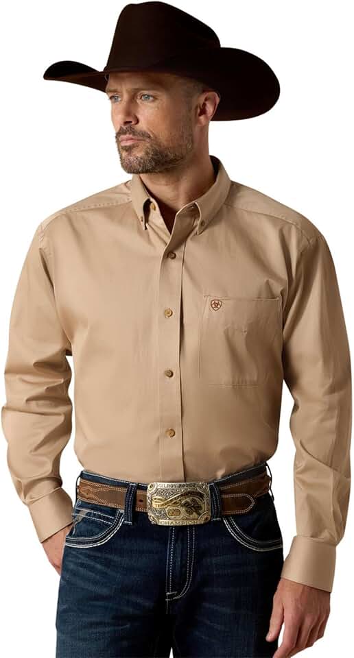Men's Solid Twill Classic Fit Long Sleeve Shirt