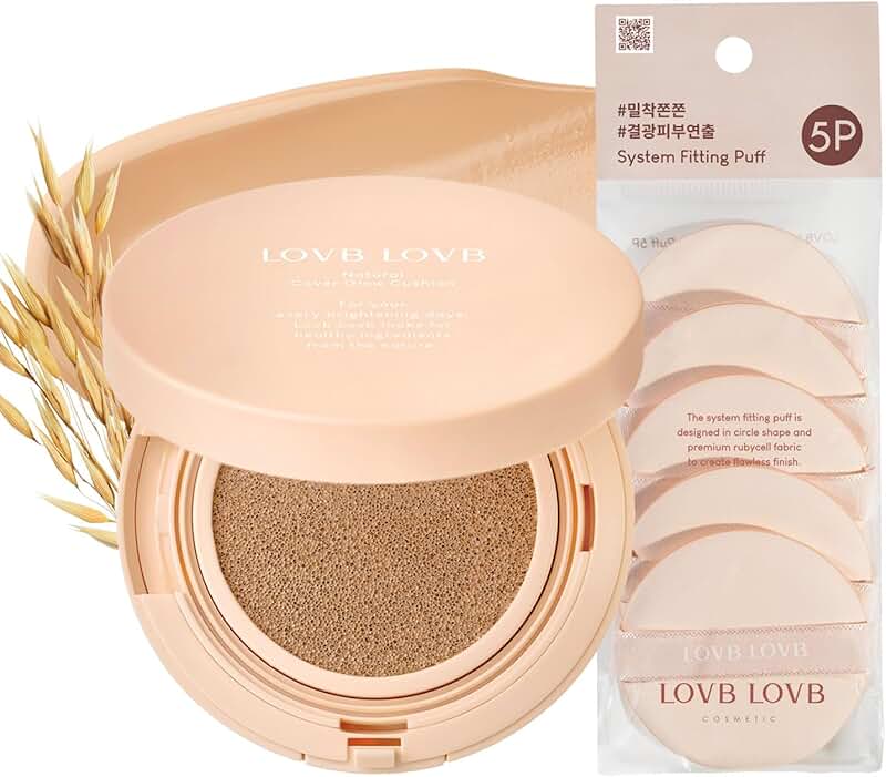 Cushion Foundation with Puff, Long-Lasting Buildable Coverage