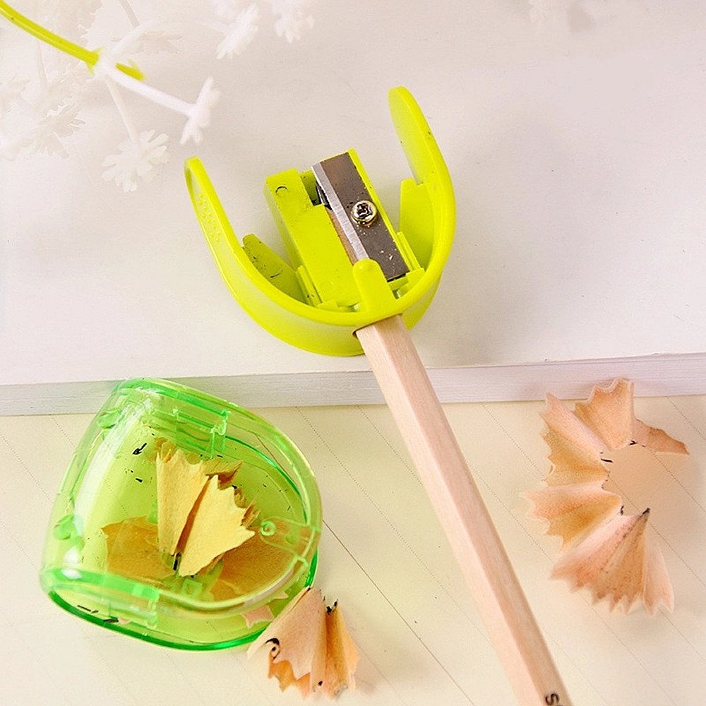Set of 5 colorful plastic hand-held pencil sharpeners