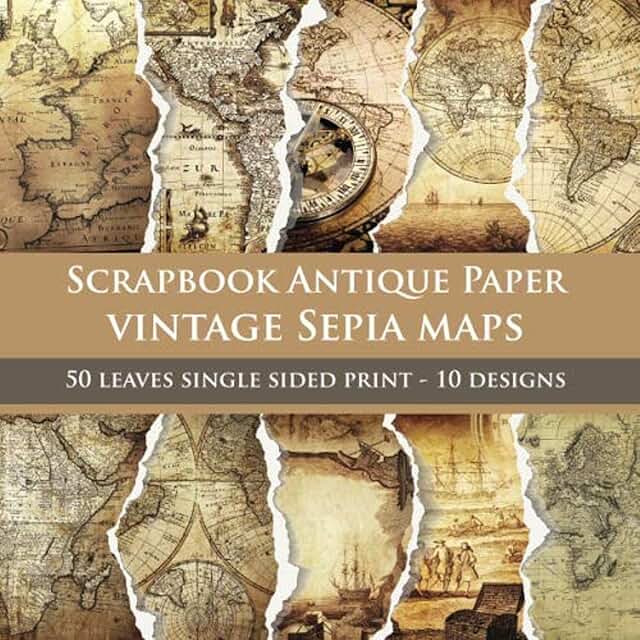 Vintage Sepia Maps for Scrapbooking and Collage