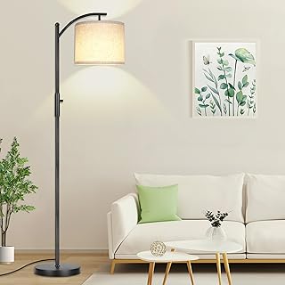Dimmable Arc Floor Lamp with Linen Shade