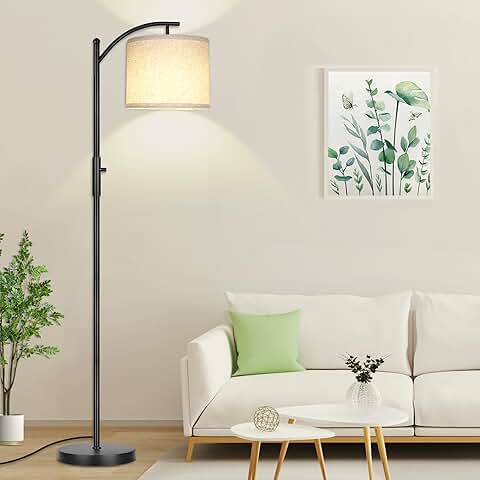 Dimmable Arc Floor Lamp with Linen Shade