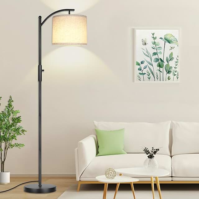 Dimmable Arc Floor Lamp with Linen Shade