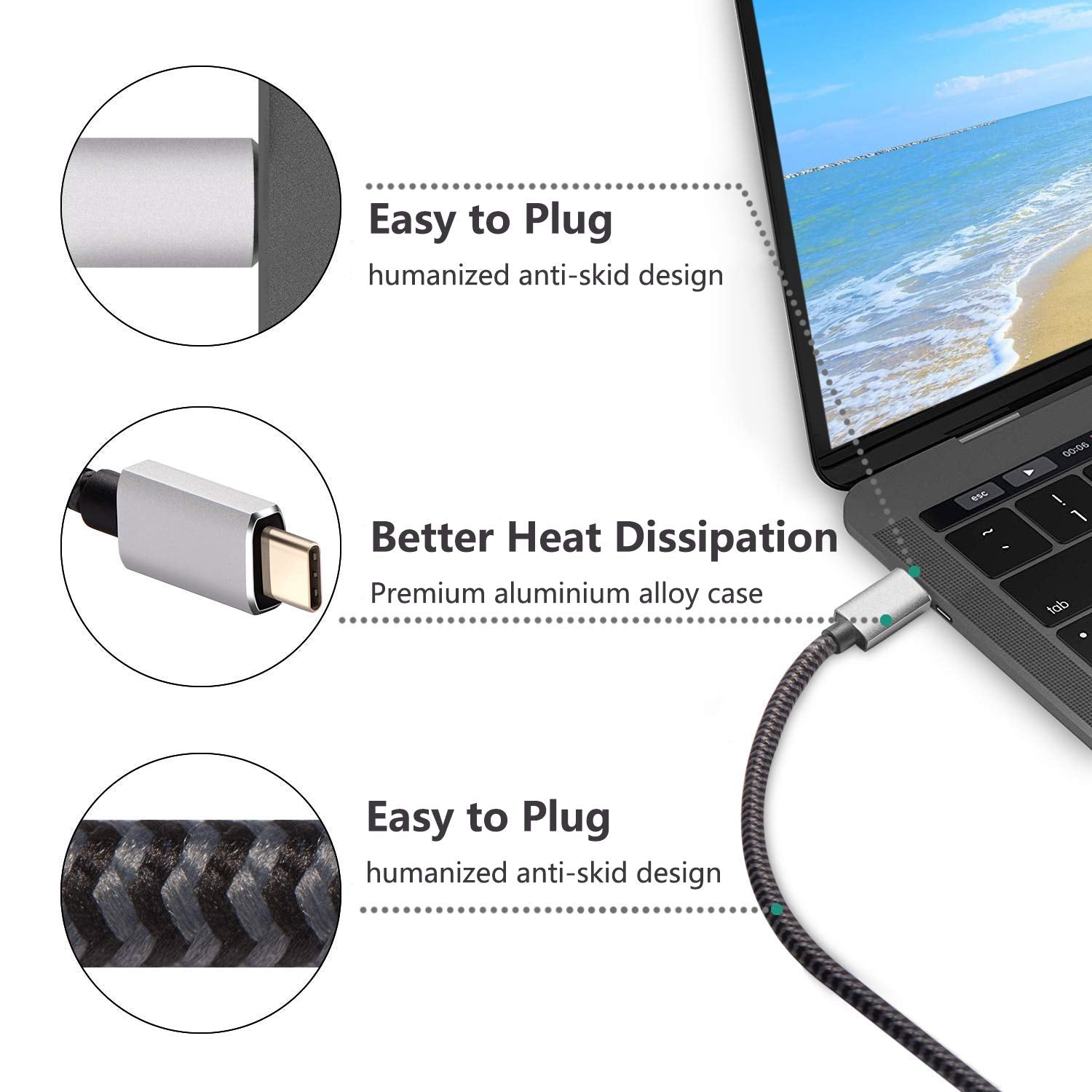 USB C to HDMI Cable, USB Type-C to 4K HDMI , (Thunderbolt 3 Compatible) with MacBook Pro/Air 2020/2019/2018, iPad Pro 2020/2019/2018, Samsung S10/S9/HP/HW (6ft)