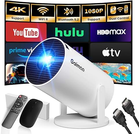 Mini WiFi and Bluetooth Projector with 4K Support