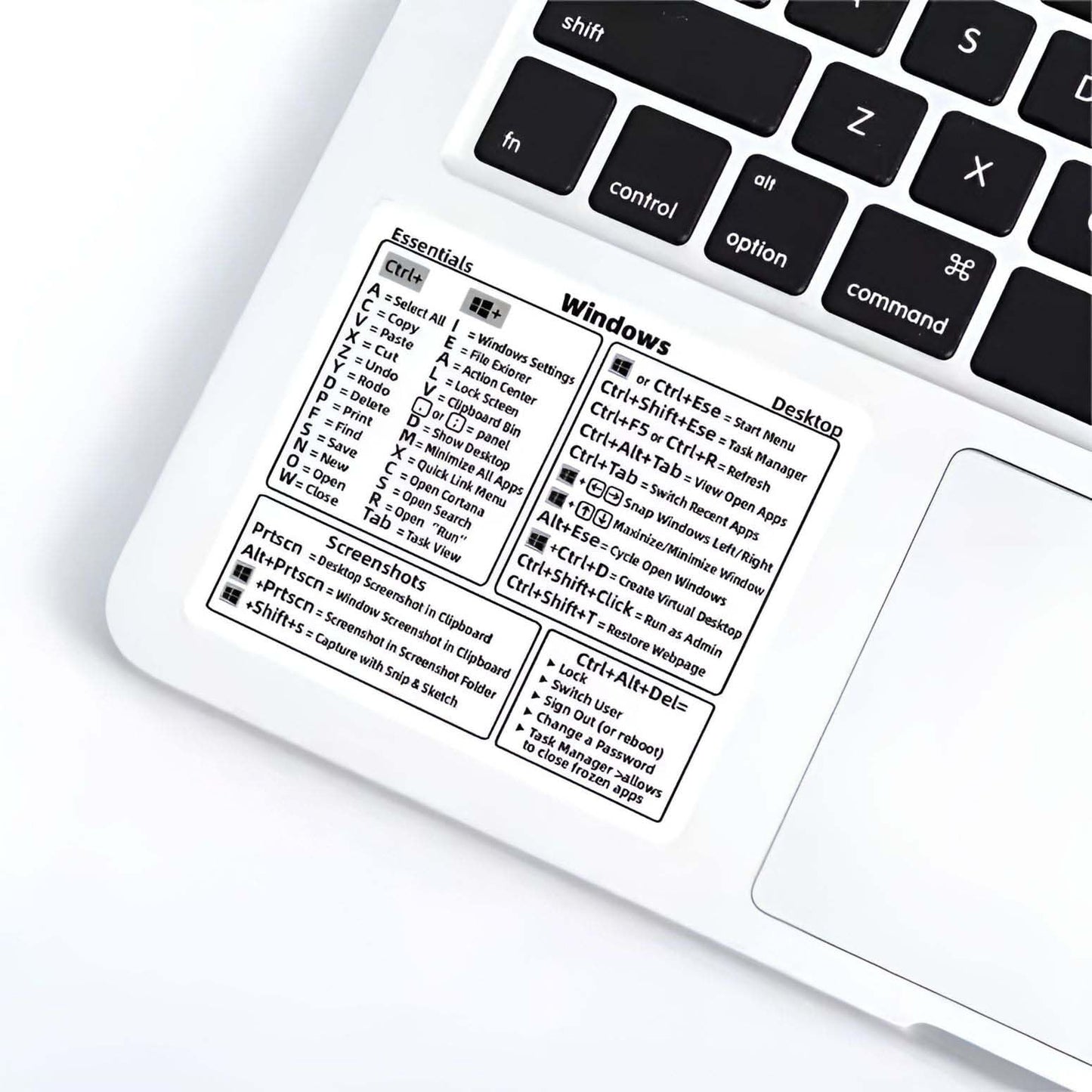 Set of Windows and Word Excel Shortcut Stickers