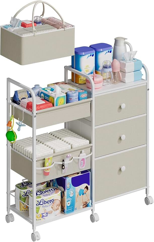 3-Tier Baby Diaper and Clothes Storage Cart
