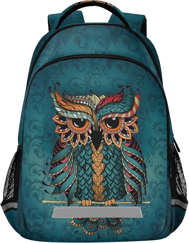 Owl Print Boho Ethnic Backpack for Women and Men