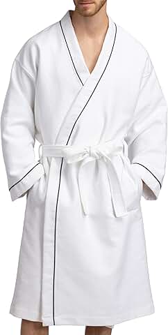 Men's Modal Cotton Kimono Spa Bathrobe with Waffle Design