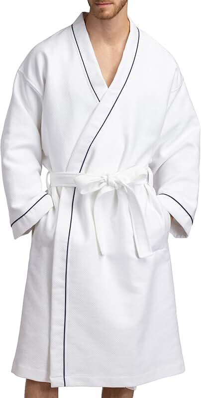 Men's Modal Cotton Kimono Spa Bathrobe with Waffle Design