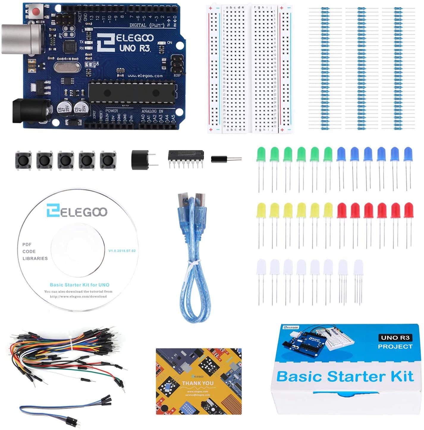 UNO Project Basic Starter Kit with Tutorial and UNO R3 Compatible with Arduino IDE