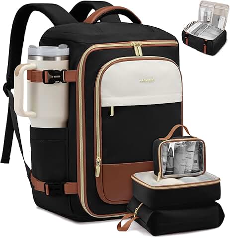 40L Travel Backpack with 3 Packing Cubes and Laptop Pocket