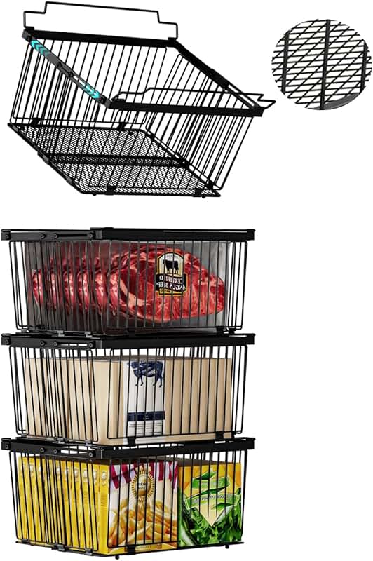 Large Freezer Organizer Bins, Leak-Proof, Stackable, 4 Pack