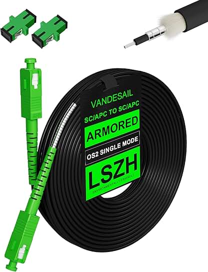 75M Outdoor SC/APC Fiber Optic Cable, 100ft, Armored, Single-Mode