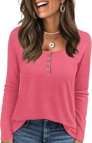 Women's Long Sleeve Henley Casual Top