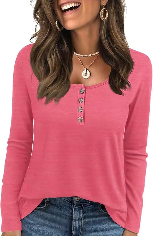 Women's Long Sleeve Henley Casual Top