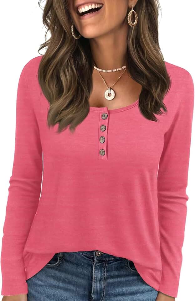 Women's Long Sleeve Henley Casual Top
