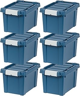 Set of 6 5-Gallon Lockable Storage Bins