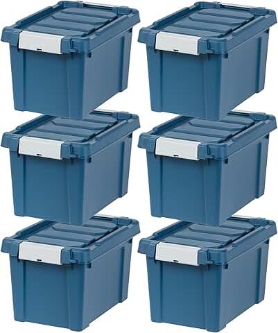 Set of 6 5-Gallon Lockable Storage Bins
