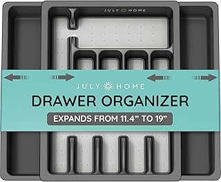 Expandable kitchen drawer organizer for utensils and cutlery