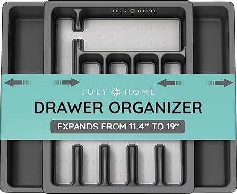 Expandable kitchen drawer organizer for utensils and cutlery