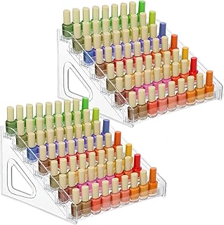 Two-Piece Clear Acrylic Nail Polish Organizer for 84 Bottles