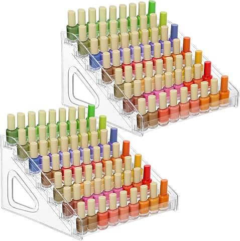 Two-Piece Clear Acrylic Nail Polish Organizer for 84 Bottles