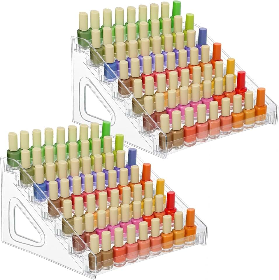 Two-Piece Clear Acrylic Nail Polish Organizer for 84 Bottles