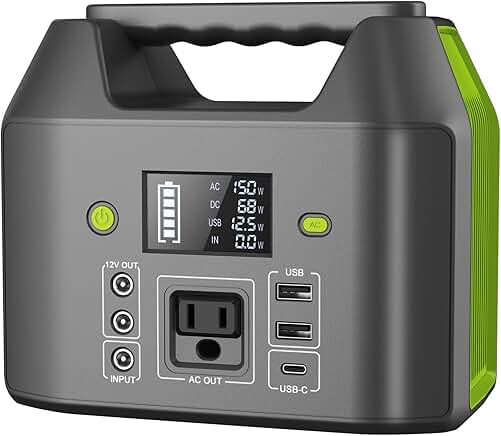 Portable 155Wh Power Bank with 6 Outputs and LED Light