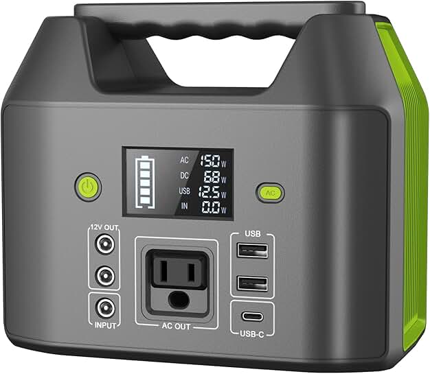 Portable 155Wh Power Bank with 6 Outputs and LED Light