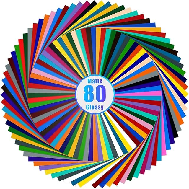 80 Self-Adhesive Vinyl Sheets for Crafts and Decorations