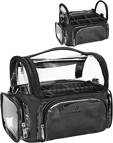 Large Clear Makeup Brush Organizer with Adjustable Strap