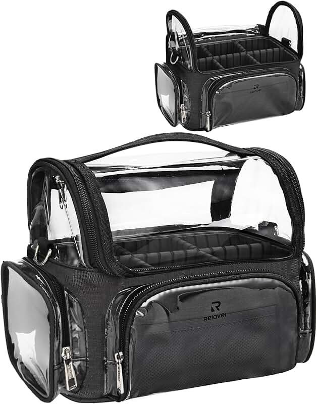 Large Clear Makeup Brush Organizer with Adjustable Strap