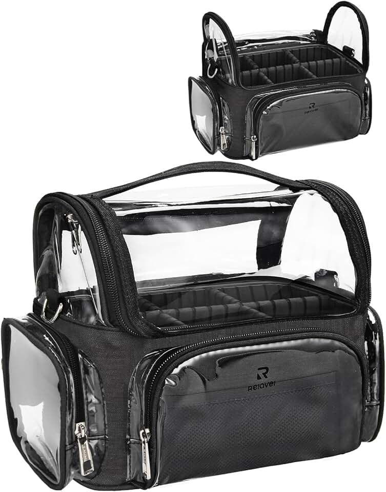 Large Clear Makeup Brush Organizer with Adjustable Strap