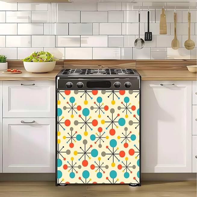Abstract minimalist retro dishwasher magnet cover