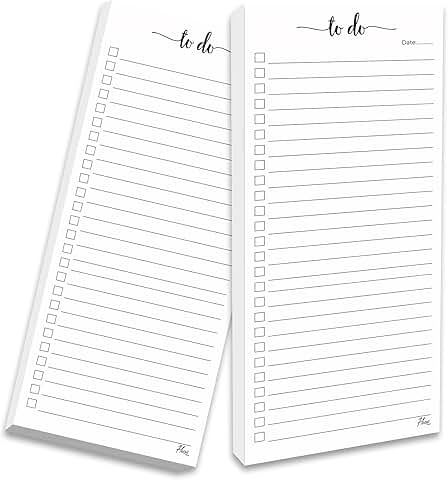 Magnetic To Do List Notepad, 2 Pack, Slim Size