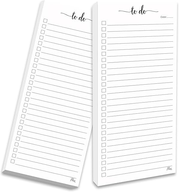 Magnetic To Do List Notepad, 2 Pack, Slim Size