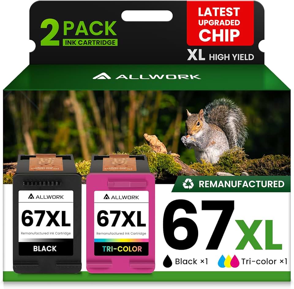 Black and color ink cartridge replacement for HP printers (2-pack)
