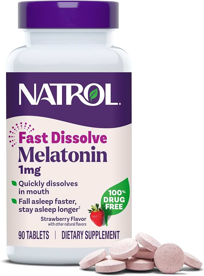 Fast Dissolve Melatonin 1 mg for Restful Sleep, 90 Strawberry Tablets